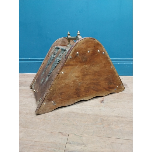 884 - 19th C. mahogany coal bucket with brass mounts and handle. {34 cm H x 33 cm W x 55 cm D}.