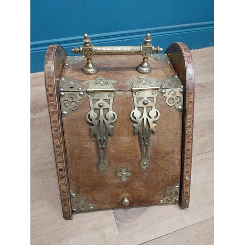 884 - 19th C. mahogany coal bucket with brass mounts and handle. {34 cm H x 33 cm W x 55 cm D}.