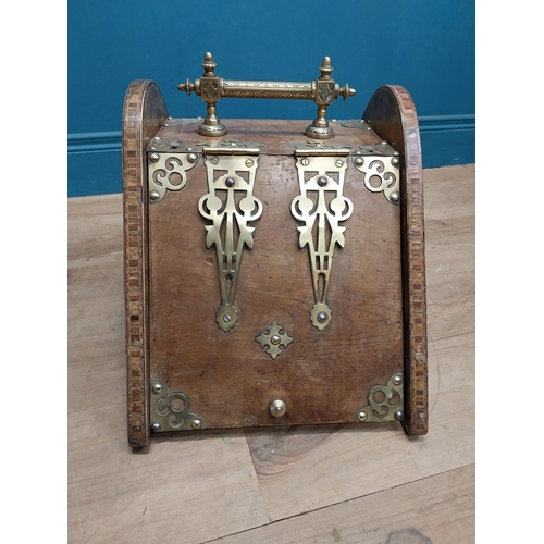 884 - 19th C. mahogany coal bucket with brass mounts and handle. {34 cm H x 33 cm W x 55 cm D}.