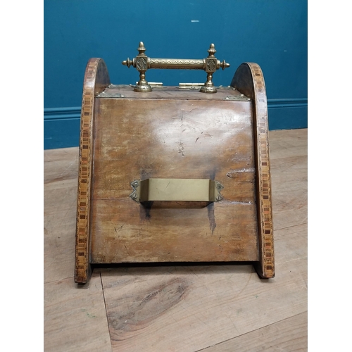 884 - 19th C. mahogany coal bucket with brass mounts and handle. {34 cm H x 33 cm W x 55 cm D}.