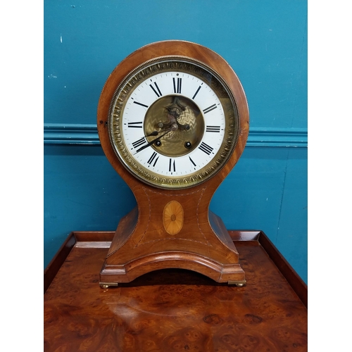 887 - Edwardian mahogany mantle clock. {44 cm H x 22 cm W x 21 cm D}.