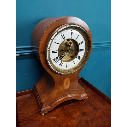 887 - Edwardian mahogany mantle clock. {44 cm H x 22 cm W x 21 cm D}.