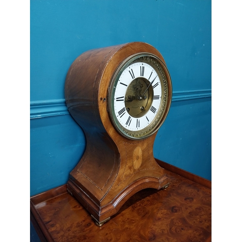 887 - Edwardian mahogany mantle clock. {44 cm H x 22 cm W x 21 cm D}.