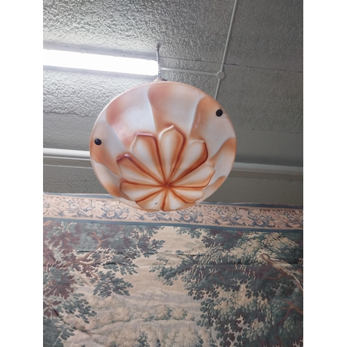 892 - 1940s glass hanging light shade {85 cm H x 40 cm Dia.}.