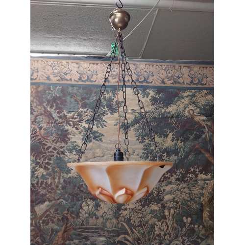 892 - 1940s glass hanging light shade {85 cm H x 40 cm Dia.}.