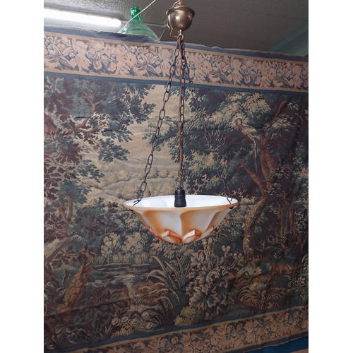 892 - 1940s glass hanging light shade {85 cm H x 40 cm Dia.}.