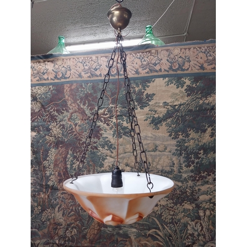 892 - 1940s glass hanging light shade {85 cm H x 40 cm Dia.}.