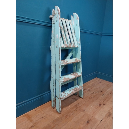 895 - Early 20th C. painted pine ladder {114 cm H x 50 cm W x 60 cm D}.