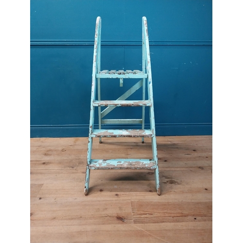 895 - Early 20th C. painted pine ladder {114 cm H x 50 cm W x 60 cm D}.