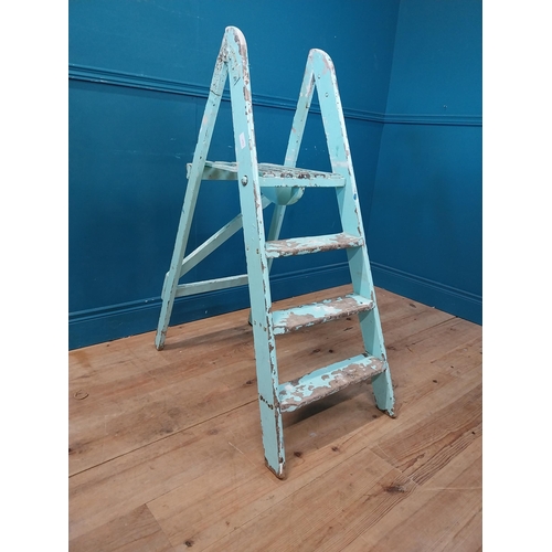 895 - Early 20th C. painted pine ladder {114 cm H x 50 cm W x 60 cm D}.