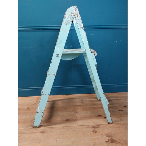 895 - Early 20th C. painted pine ladder {114 cm H x 50 cm W x 60 cm D}.