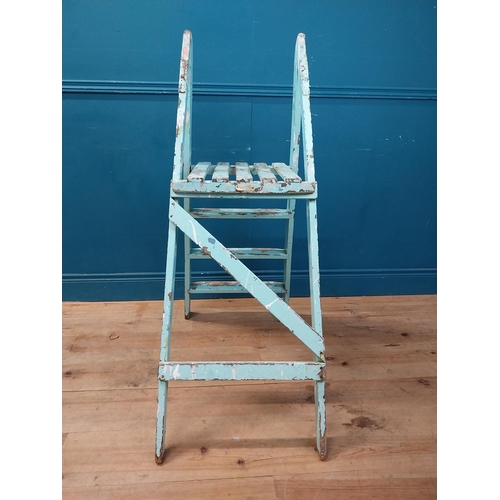 895 - Early 20th C. painted pine ladder {114 cm H x 50 cm W x 60 cm D}.