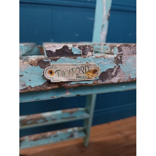 895 - Early 20th C. painted pine ladder {114 cm H x 50 cm W x 60 cm D}.