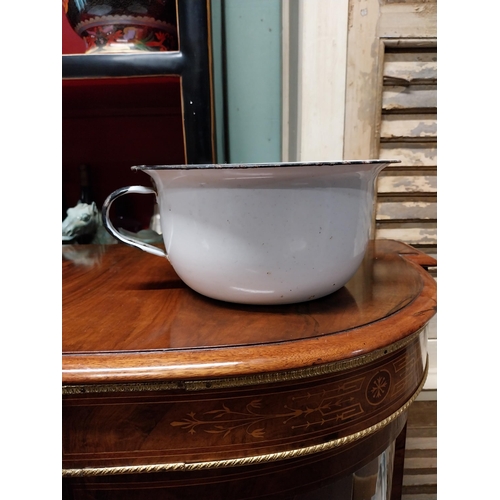 896 - Three early 20th C. enamel bowls {25 cm H x 43 cm W x 16 cm D, 14 cm H x 40 cm Dia. and 12 cm H x 27... 