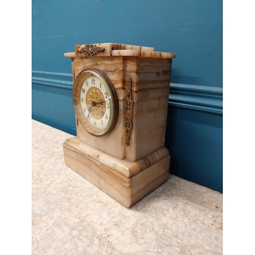 907 - 19th C. onyx mantle clock {26 cm H x 20 cm W x 12 cm D}.