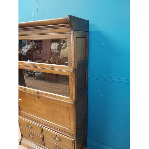 911 - 1940s mahogany stacking bookcase {152 cm H x 87 cm W x 37 cm D}.