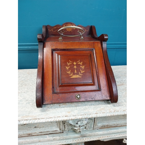 926 - Arts and Crafts mahogany coal box {32 cm H x 35 cm W x 50 cm D}.