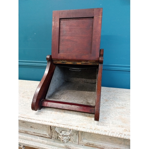 926 - Arts and Crafts mahogany coal box {32 cm H x 35 cm W x 50 cm D}.