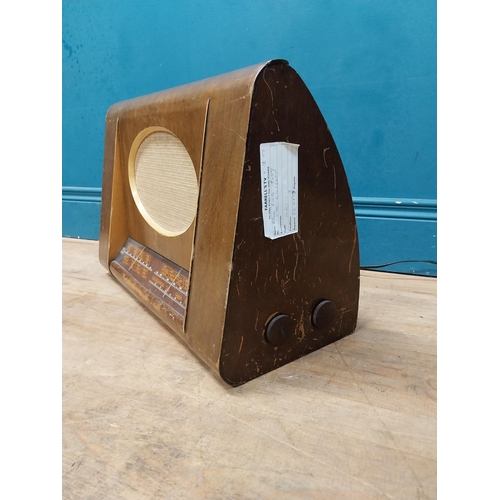 933 - 1950s His Masters Voice radio {34 cm H x 50 cm W x 32 cm D}.