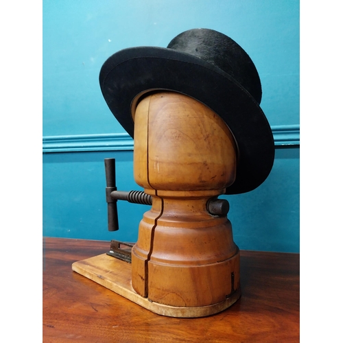 948 - Early 20th C. wooden and metal hat stretcher - hat not included {30 cm H x 30 cm W x 17 cm D}.