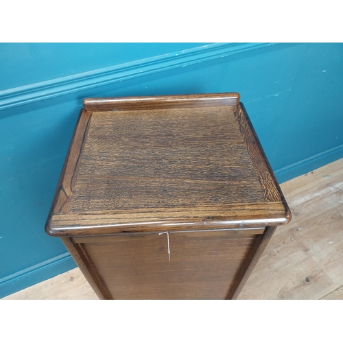 952 - 1940s oak tambour door office cabinet {96 cm H x 50 cm W x 40 cm D}.