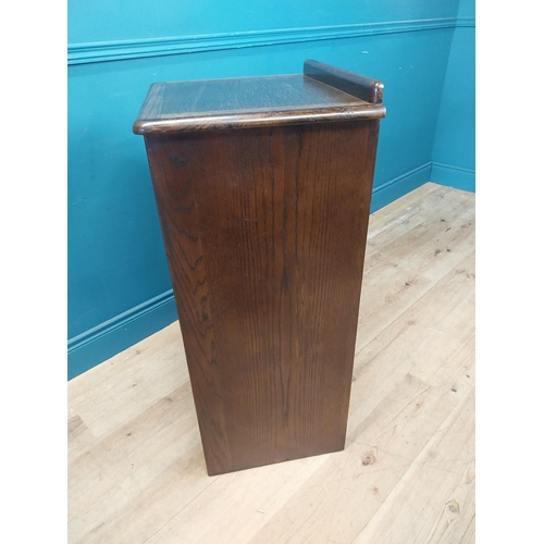 952 - 1940s oak tambour door office cabinet {96 cm H x 50 cm W x 40 cm D}.