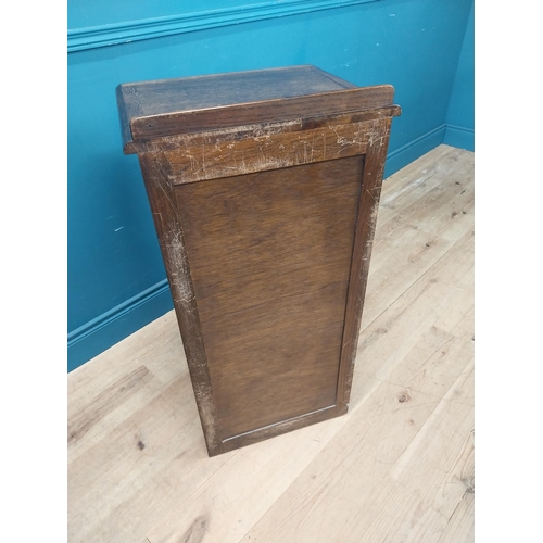 952 - 1940s oak tambour door office cabinet {96 cm H x 50 cm W x 40 cm D}.