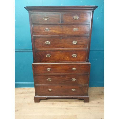 959 - Irish Georgian mahogany chest of chest with two short drawers over six long drawers raised on bracke... 