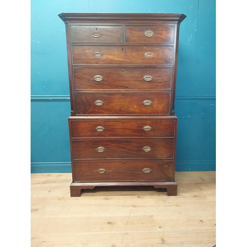 959 - Irish Georgian mahogany chest of chest with two short drawers over six long drawers raised on bracke... 