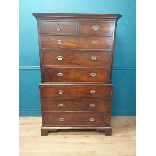 959 - Irish Georgian mahogany chest of chest with two short drawers over six long drawers raised on bracke... 