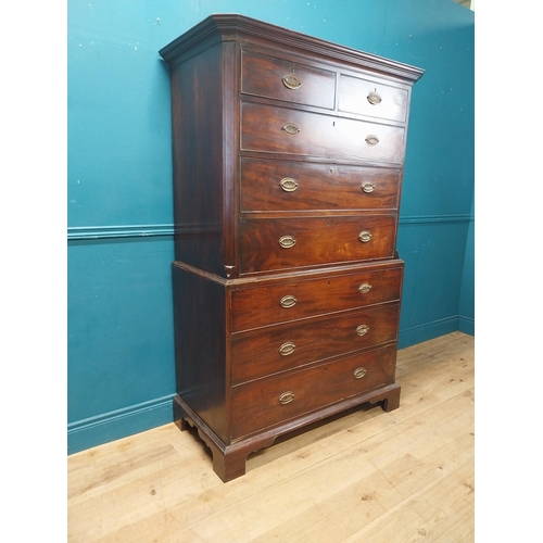 959 - Irish Georgian mahogany chest of chest with two short drawers over six long drawers raised on bracke... 