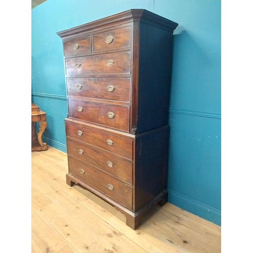 959 - Irish Georgian mahogany chest of chest with two short drawers over six long drawers raised on bracke... 