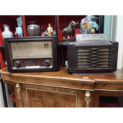 961 - Two 1940s Philips Bakelite radios {34 cm H x 53 cm W x 23 cm D and 36 cm H x 43 cm W x 21 cm D}.