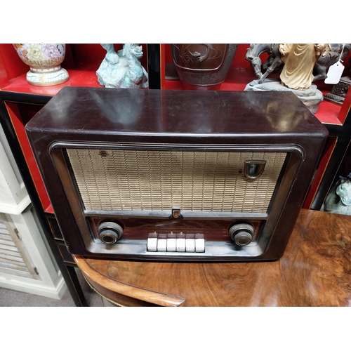 961 - Two 1940s Philips Bakelite radios {34 cm H x 53 cm W x 23 cm D and 36 cm H x 43 cm W x 21 cm D}.