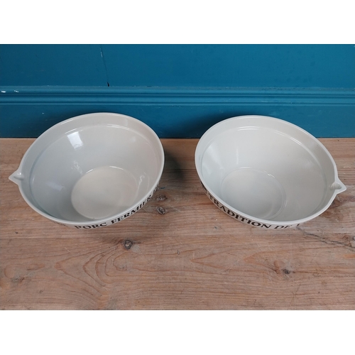 966 - Pair of ceramic charcuterie bowls - Tradition De Vend/Porc Fermier Plein Air. {12 cm H x 28 cm Dia.}... 