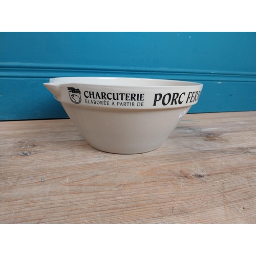 966 - Pair of ceramic charcuterie bowls - Tradition De Vend/Porc Fermier Plein Air. {12 cm H x 28 cm Dia.}... 