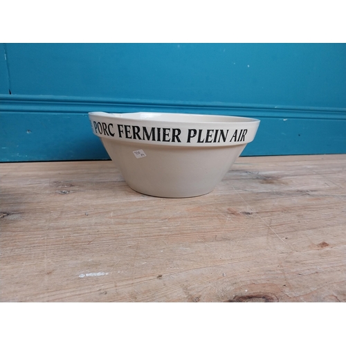 966 - Pair of ceramic charcuterie bowls - Tradition De Vend/Porc Fermier Plein Air. {12 cm H x 28 cm Dia.}... 