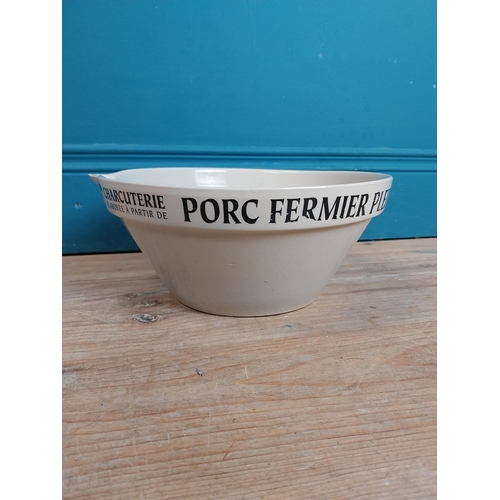 966 - Pair of ceramic charcuterie bowls - Tradition De Vend/Porc Fermier Plein Air. {12 cm H x 28 cm Dia.}... 