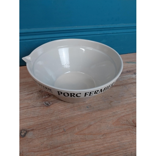 966 - Pair of ceramic charcuterie bowls - Tradition De Vend/Porc Fermier Plein Air. {12 cm H x 28 cm Dia.}... 