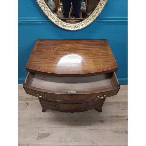 972 - 19th C. mahogany bow fronted four door graduated chest of drawers. {78 cm H x 76 cm W x 53 cm D}.