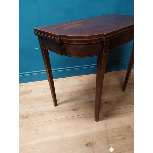 975 - Georgian mahogany and satinwood turn over leaf table raised on square tapered legs {73 cm H x 91 cm ... 