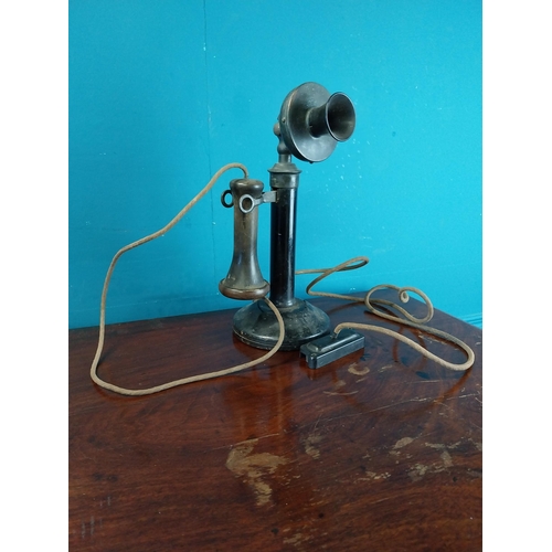 979 - Early 20th C. stick telephone {30 cm H x 17 cm Dia.}.