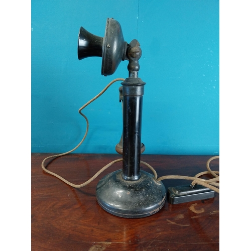 979 - Early 20th C. stick telephone {30 cm H x 17 cm Dia.}.