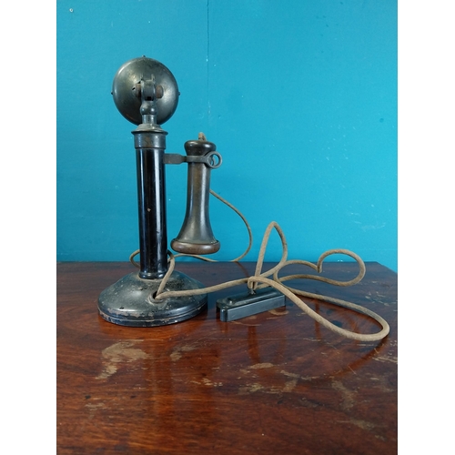 979 - Early 20th C. stick telephone {30 cm H x 17 cm Dia.}.