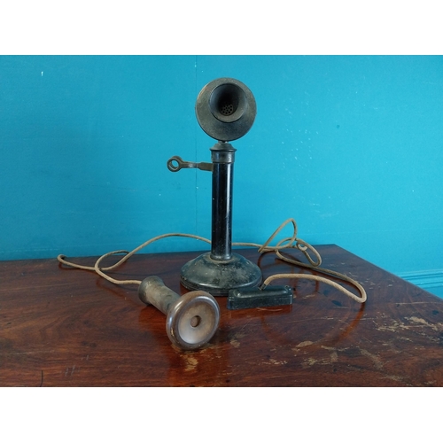 979 - Early 20th C. stick telephone {30 cm H x 17 cm Dia.}.