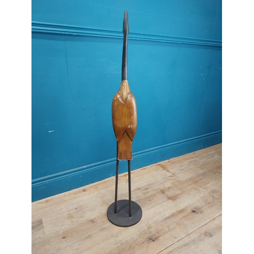 983 - Wooden and metal model of a Stork {104 cm H x 21 cm Dia.}.