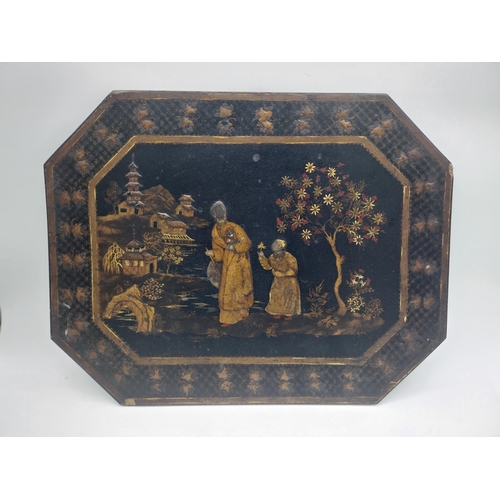 984 - 19th C. Japanese lacquered wall plaque. {41 cm H x 53 cm W}.