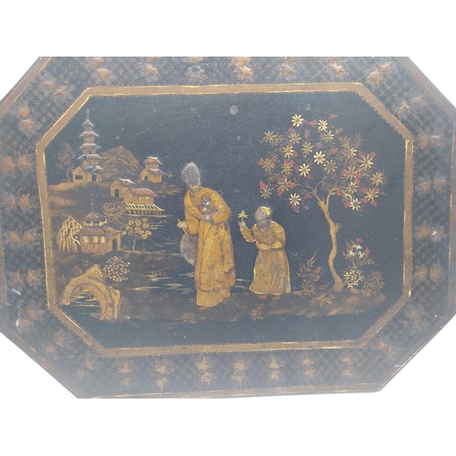 984 - 19th C. Japanese lacquered wall plaque. {41 cm H x 53 cm W}.