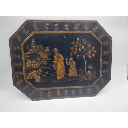 984 - 19th C. Japanese lacquered wall plaque. {41 cm H x 53 cm W}.