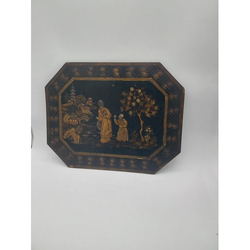 984 - 19th C. Japanese lacquered wall plaque. {41 cm H x 53 cm W}.